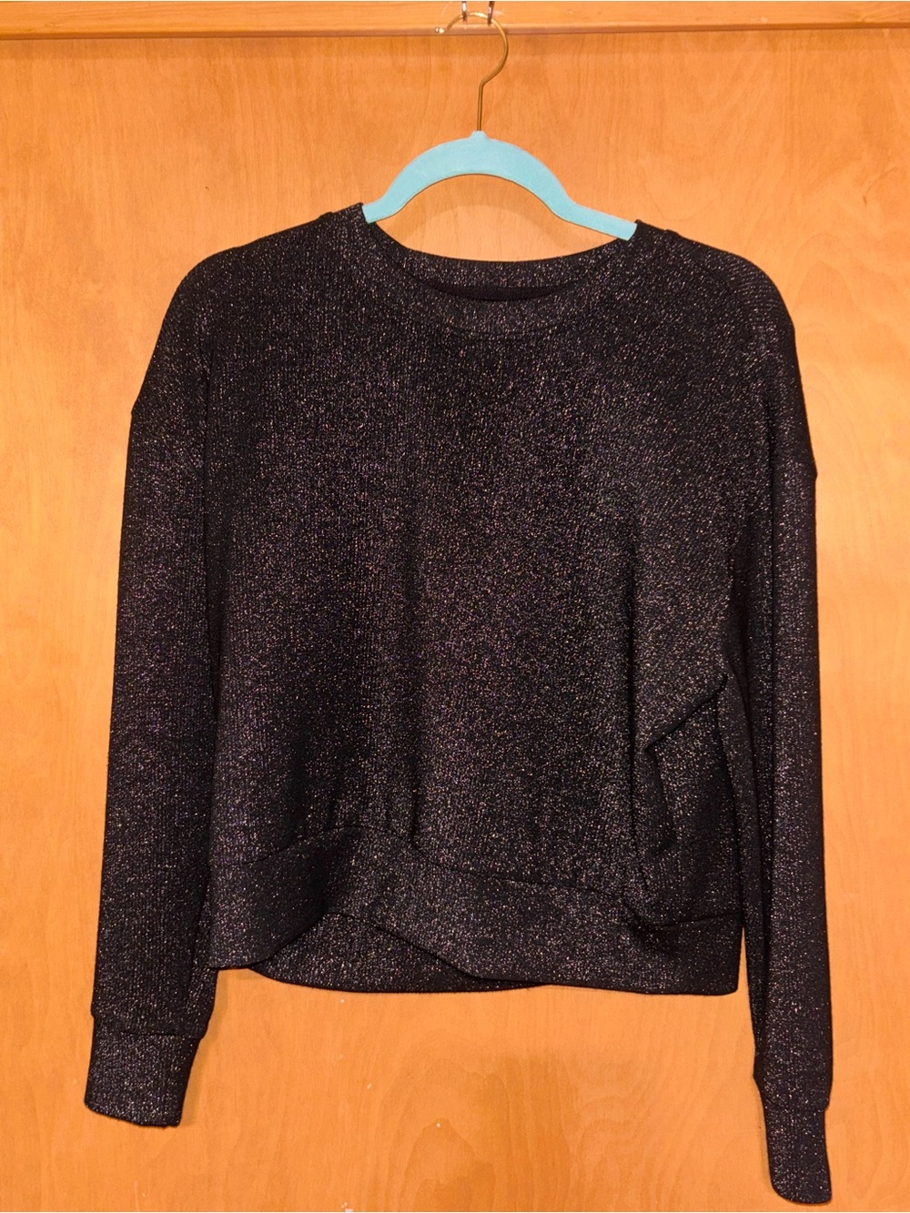 Danskin Black Metallic Sparkle Sweatshirt Small Glitter Long Sleeve Pullover